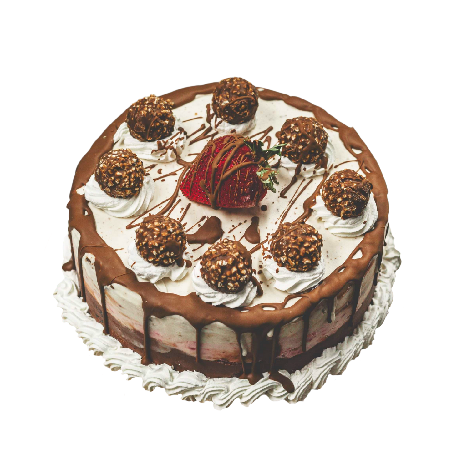 Gâteau à la crème glacée aux Ferrero Rocher et Fraises