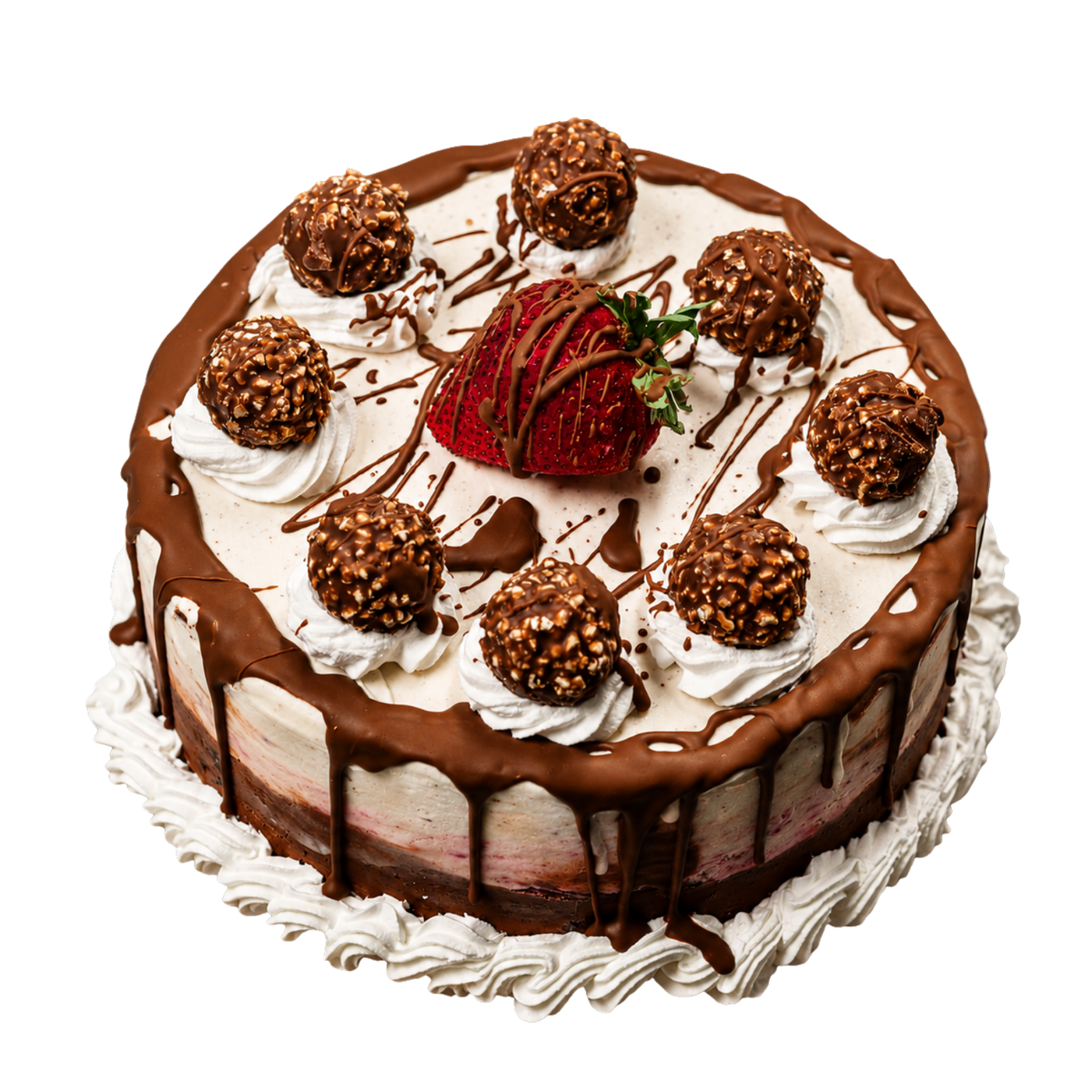 Gâteau à la crème glacée aux Ferrero Rocher et Fraises