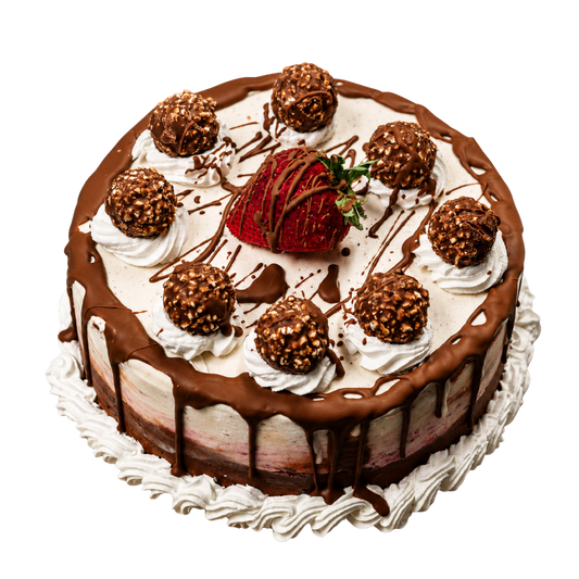 Gâteau à la crème glacée aux Ferrero Rocher et Fraises