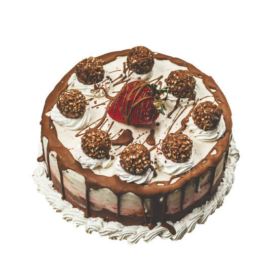 Gâteau à la crème glacée aux Ferrero Rocher et Fraises