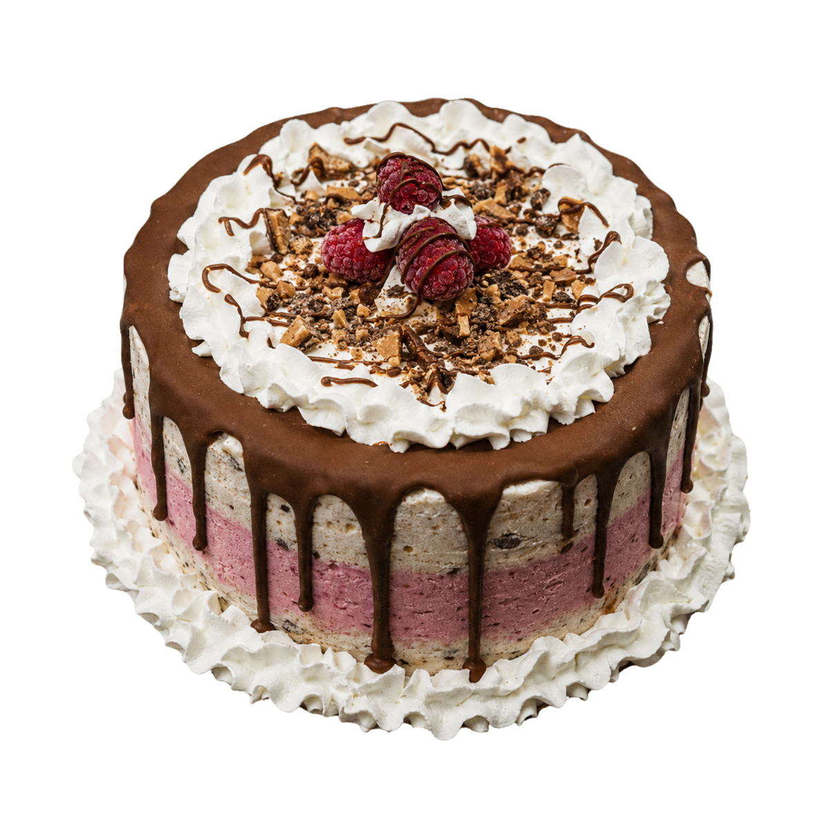 Gâteau à la crème glacée au Skor et Framboises