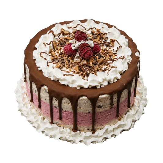 Gâteau à la crème glacée au Skor et Framboises
